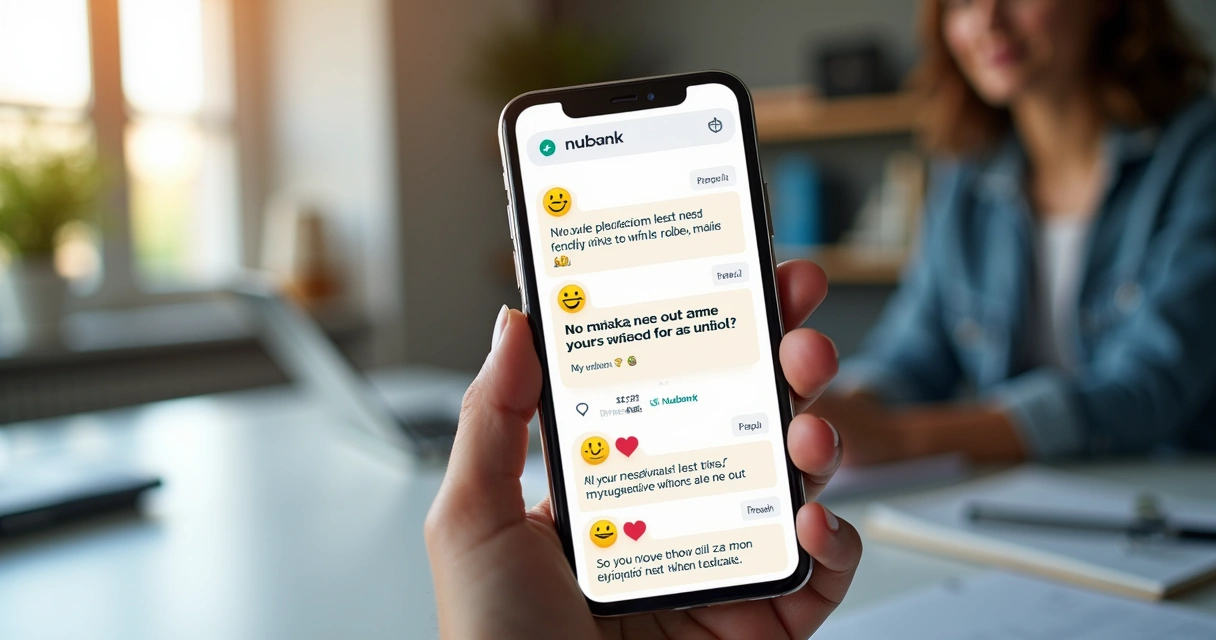 Tela mostra feedbacks positivos clientes Nubank 