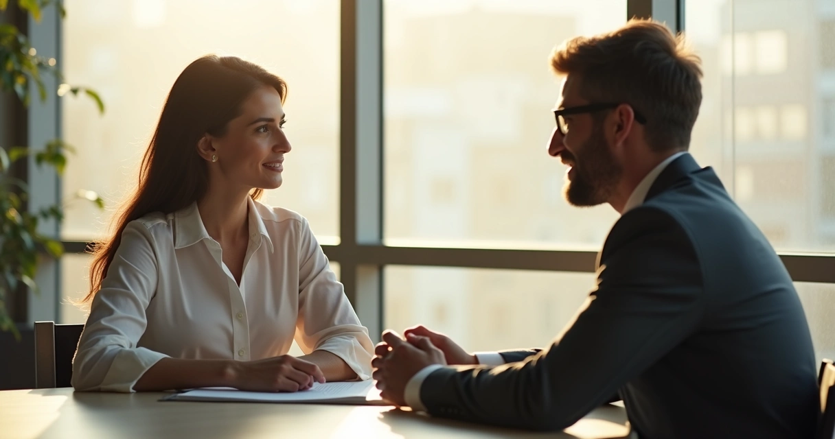 Colega de trabalho recebendo feedback de maneira positiva em ambiente corporativo 