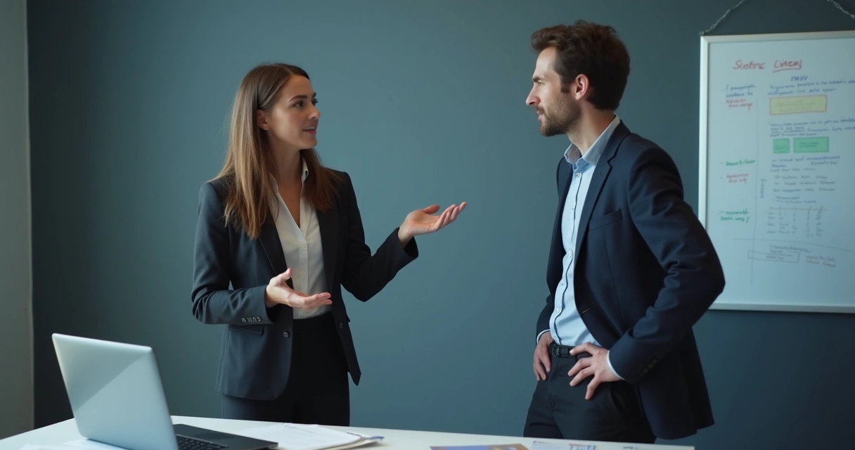 Pessoa recebendo feedback de colega com expressão desconfortável 