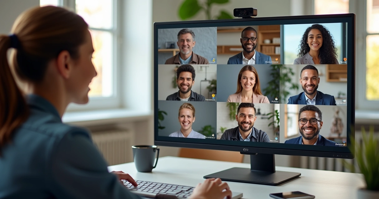 Reunião virtual de equipe com feedback digital