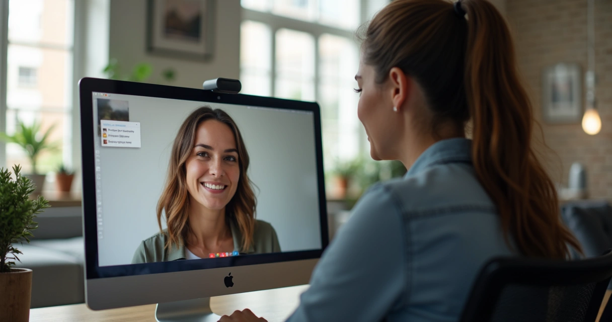 Líder oferece feedback construtivo a colaborador por videochamada 
