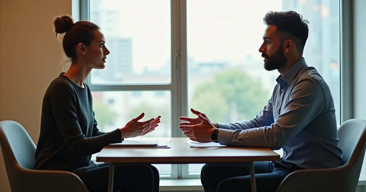 Gestora escuta colaborador mostrando empatia e atenção