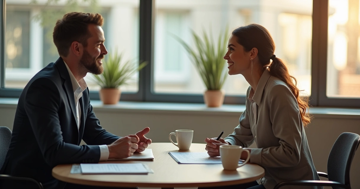 Colegas de trabalho conversando de forma aberta durante um feedback na empresa 