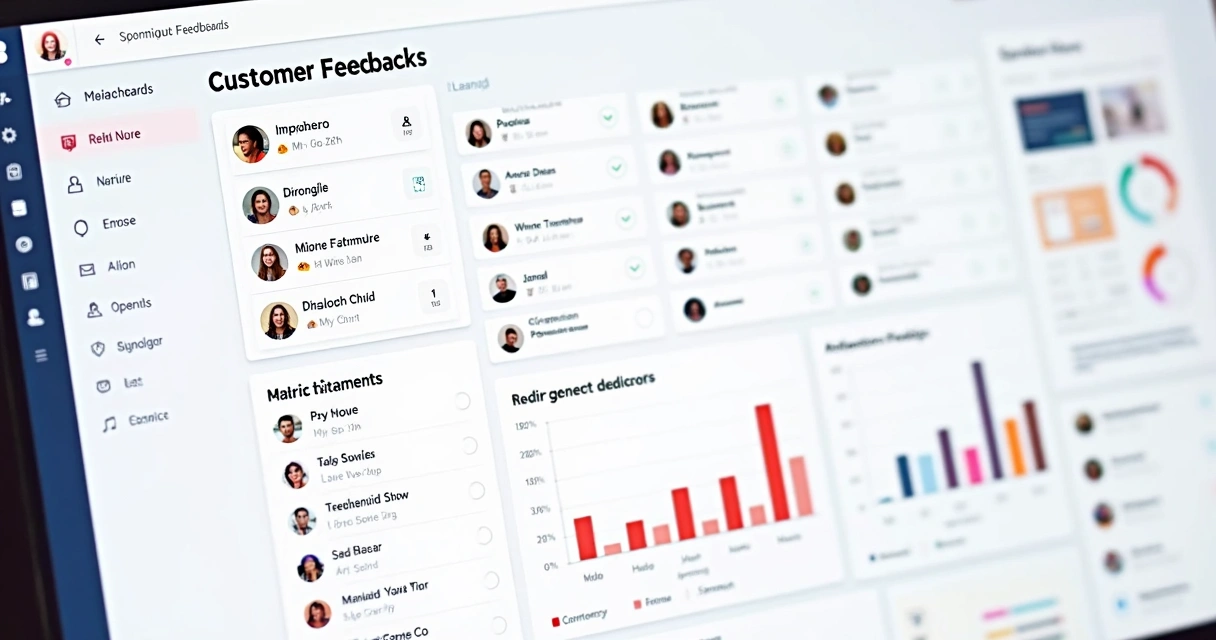 Dashboard com feedbacks de clientes organizados por categorias