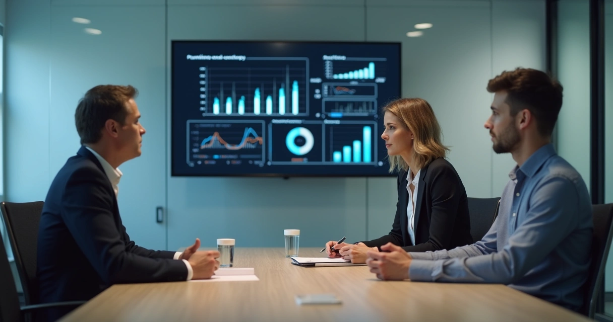 Gestor conversando com colaborador em sala de reunião 