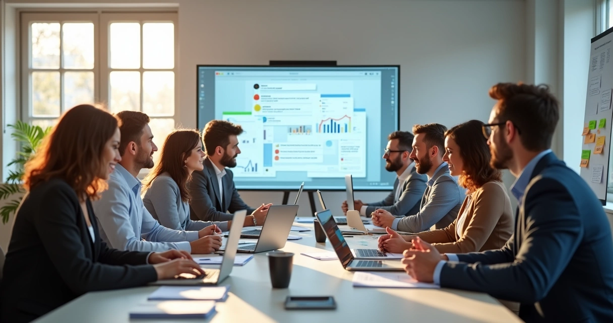 Equipe analisando mensagens espontâneas em computadores e celulares 