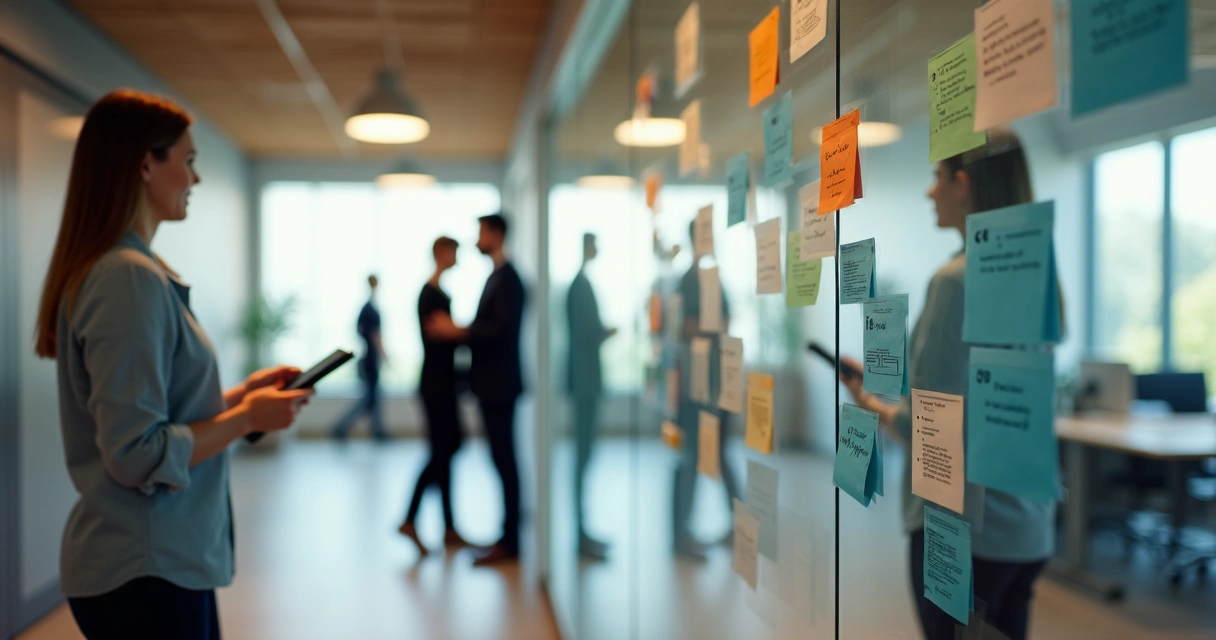 Colaborador anônimo avaliando gestor por meio de mural transparente de feedback 