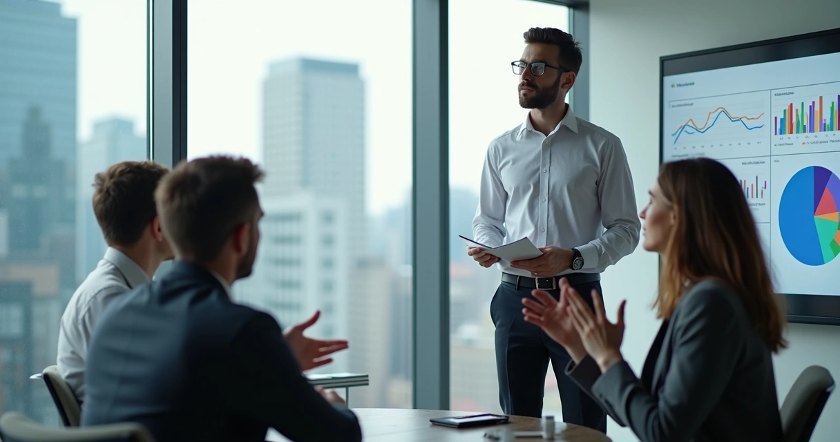 Líder recebendo feedback da equipe no escritório 