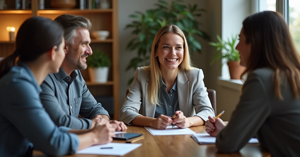 Líder dando feedback para equipe de forma amigável 