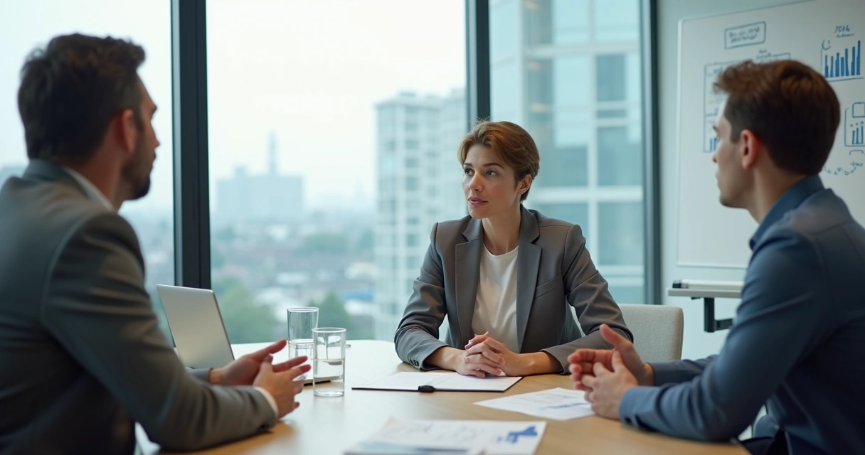 Profissional recebendo feedback em reunião e refletindo com postura aberta 