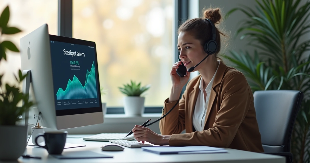 Responsável de atendimento resolvendo feedback negativo ao telefone 