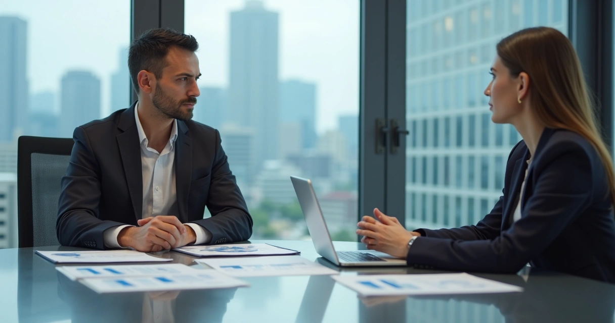 Colega de trabalho oferece feedback em escritório. 