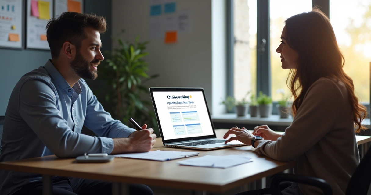 Pessoa em reunião individual recebendo e dando feedback sobre o onboarding técnico 