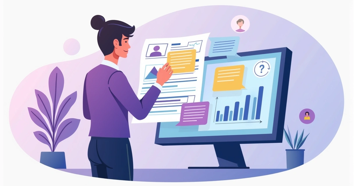 Gestor analisando feedbacks de leads e parceiros em gráficos visuais 