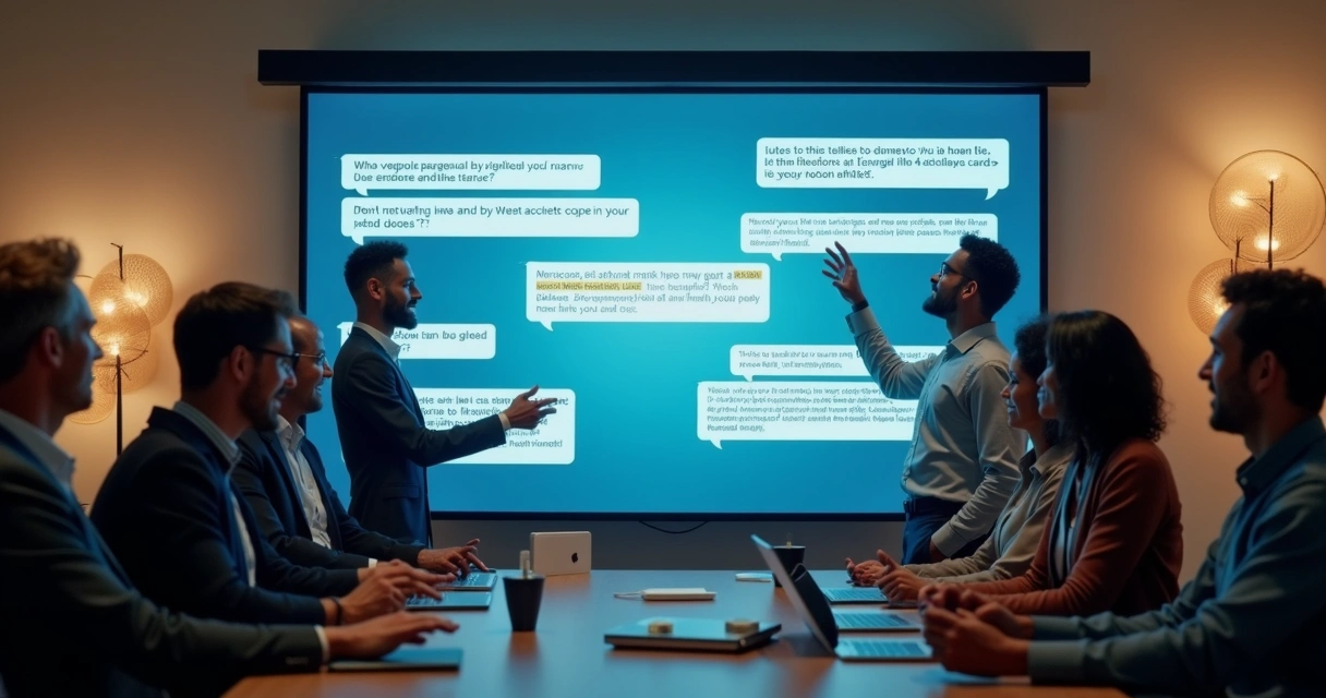 Assistente digital processando feedback de diferentes pessoas