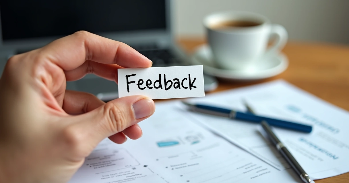 Etiqueta de feedback positivo em folha de papel em mãos de funcionário. 