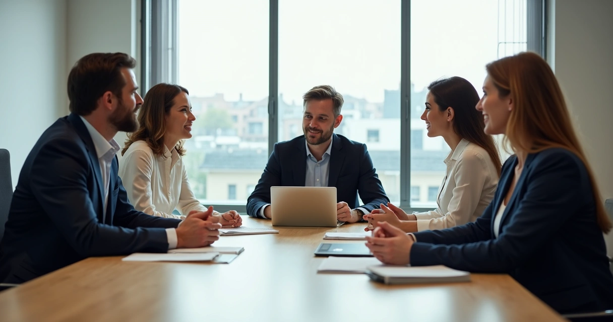 Reunião onde pessoa recebe feedback profissional dos colegas 