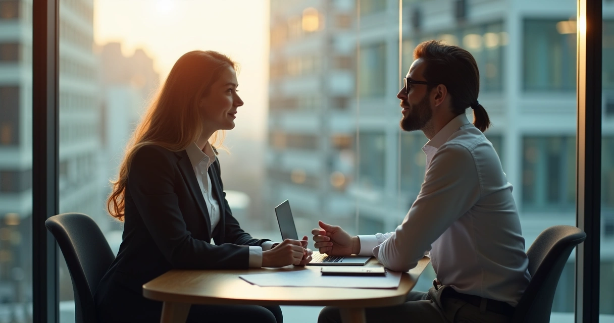 Conversa de feedback respeitoso entre liderança e colaborador 