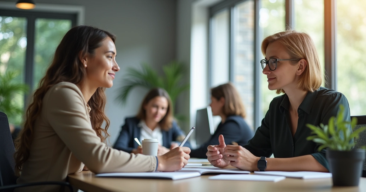 Feedback sendo dado em reunião de equipe 