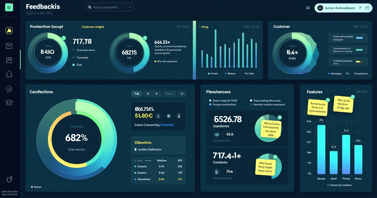 Gráfico digital de feedbacks de clientes com insights destacados.
