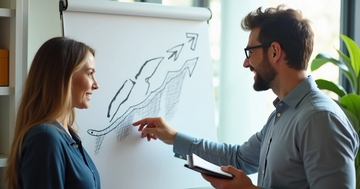 Coach sugere próximos passos durante sessão de coaching 