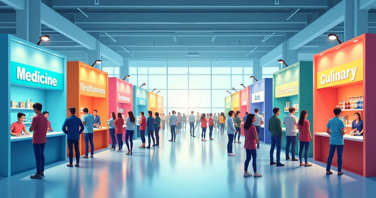 Jovens visitando uma feira de profissões 