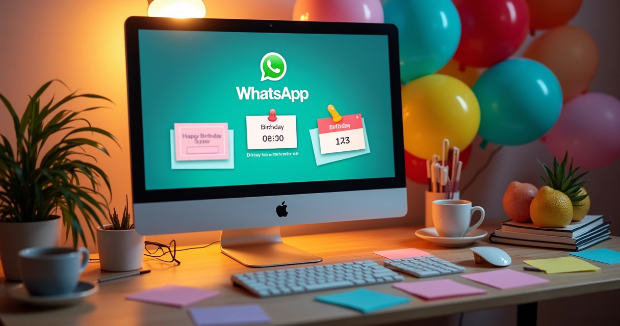 Pessoa programando felicitações automáticas de aniversário pelo computador