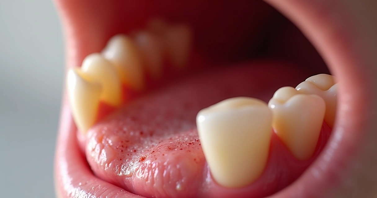 Ferida e vermelhidão na mucosa bucal causada por prótese flexível