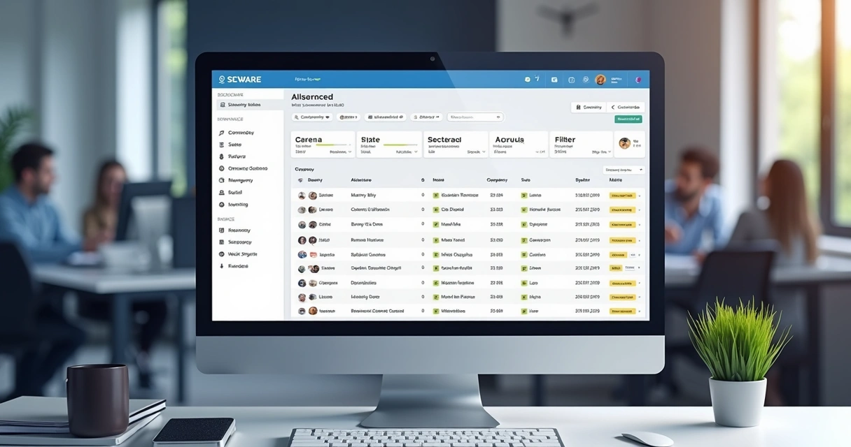 Tela de busca avançada de empresas com múltiplos filtros ativos