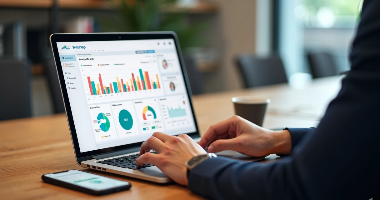 Corretor usando plataforma imobiliária no notebook 