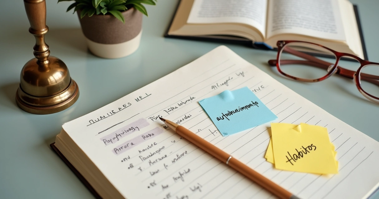 Ferramentas psicológicas para autodesenvolvimento sobre uma mesa