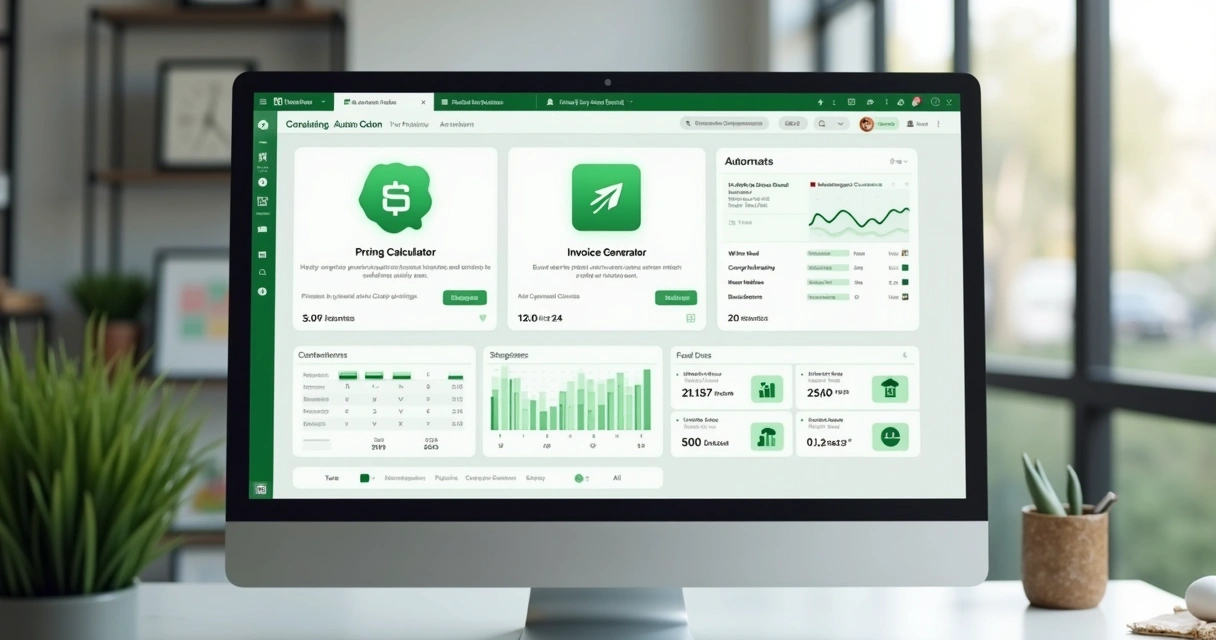 Ferramentas de automação abertas em tela de computador 