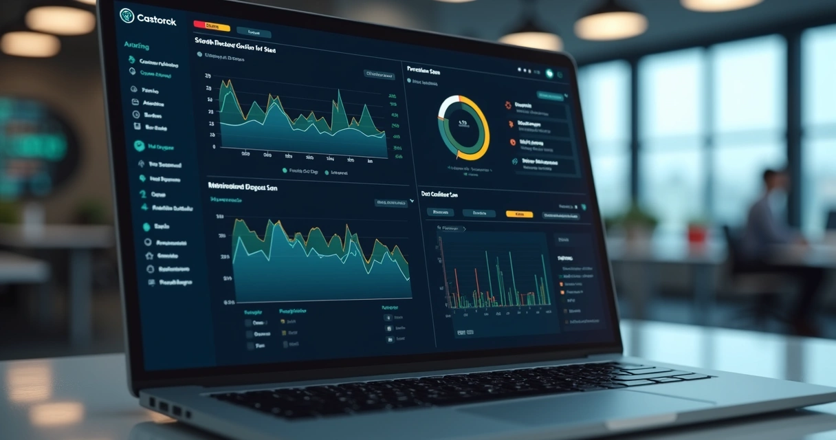Painel de ferramenta automatizada mostrando gráficos de detecção de falhas de permissão