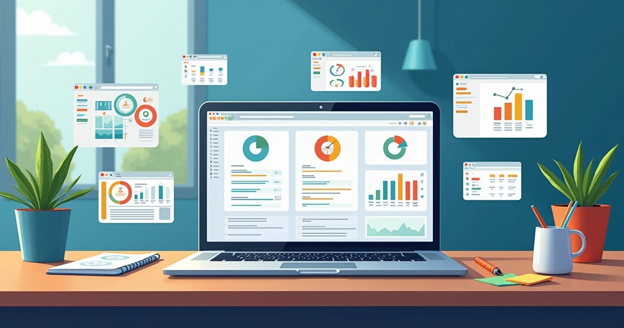 Ferramentas digitais abertas em tela de notebook organizam blog empresarial
