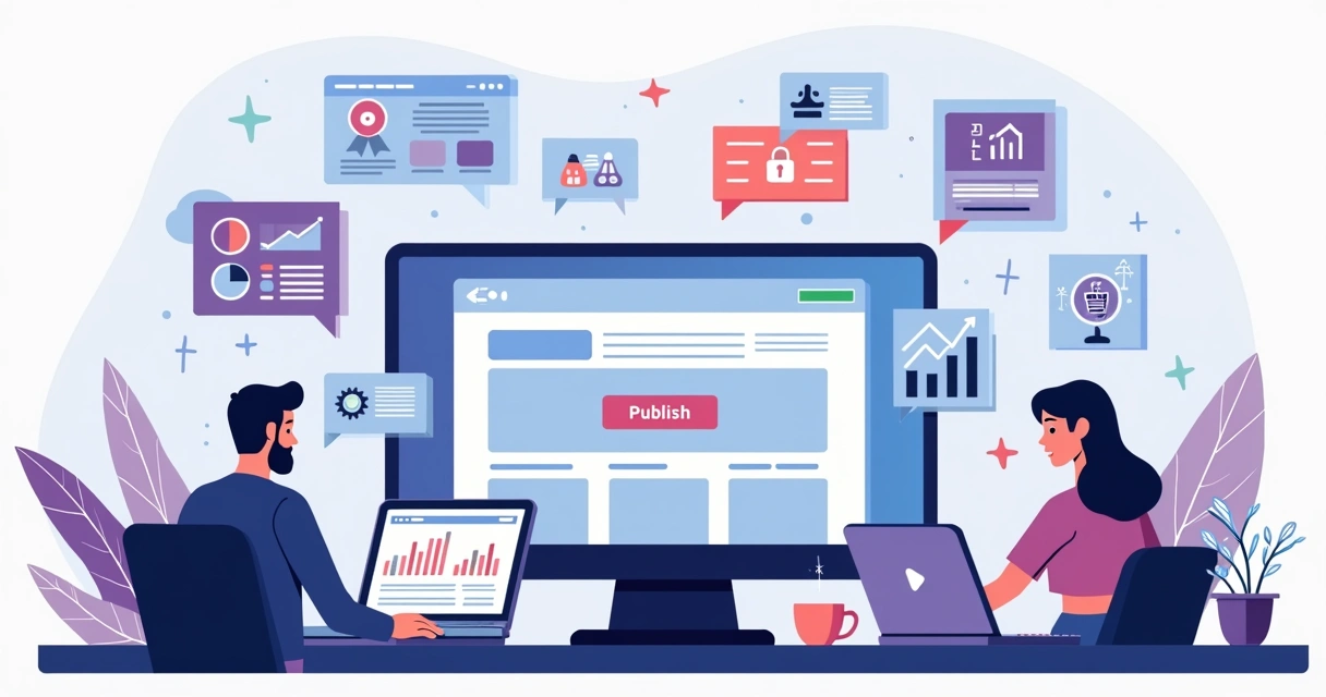 Webdesigner usando várias ferramentas online para criar sites em um painel moderno 