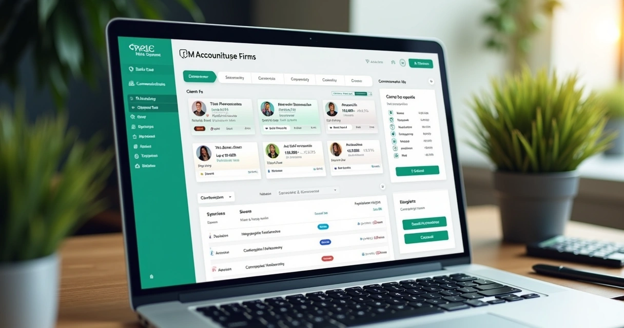 Tela de software CRM com dados de clientes e processos de vendas para escritório de contabilidade 
