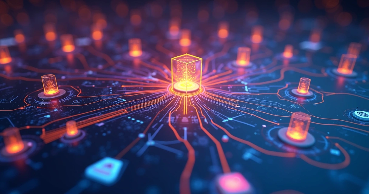 Interface digital com ícones de ferramentas DevOps variadas