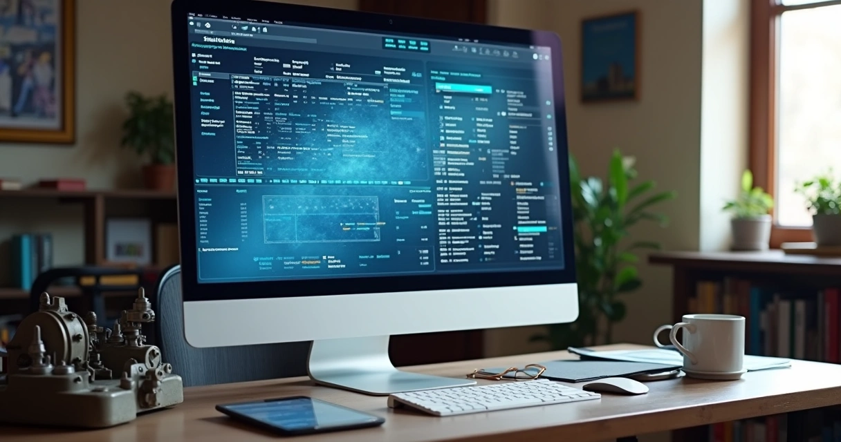 Monitor exibindo orçamento automotivo digital com peças e valores detalhados 