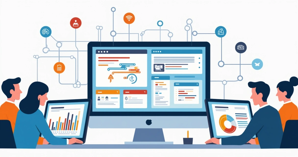 Ferramentas digitais mostrando organização de tarefas em equipe