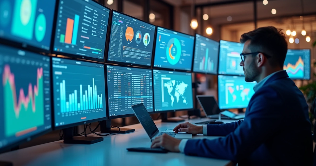 Painel com diversas ferramentas digitais para vendas, dados e contratos 