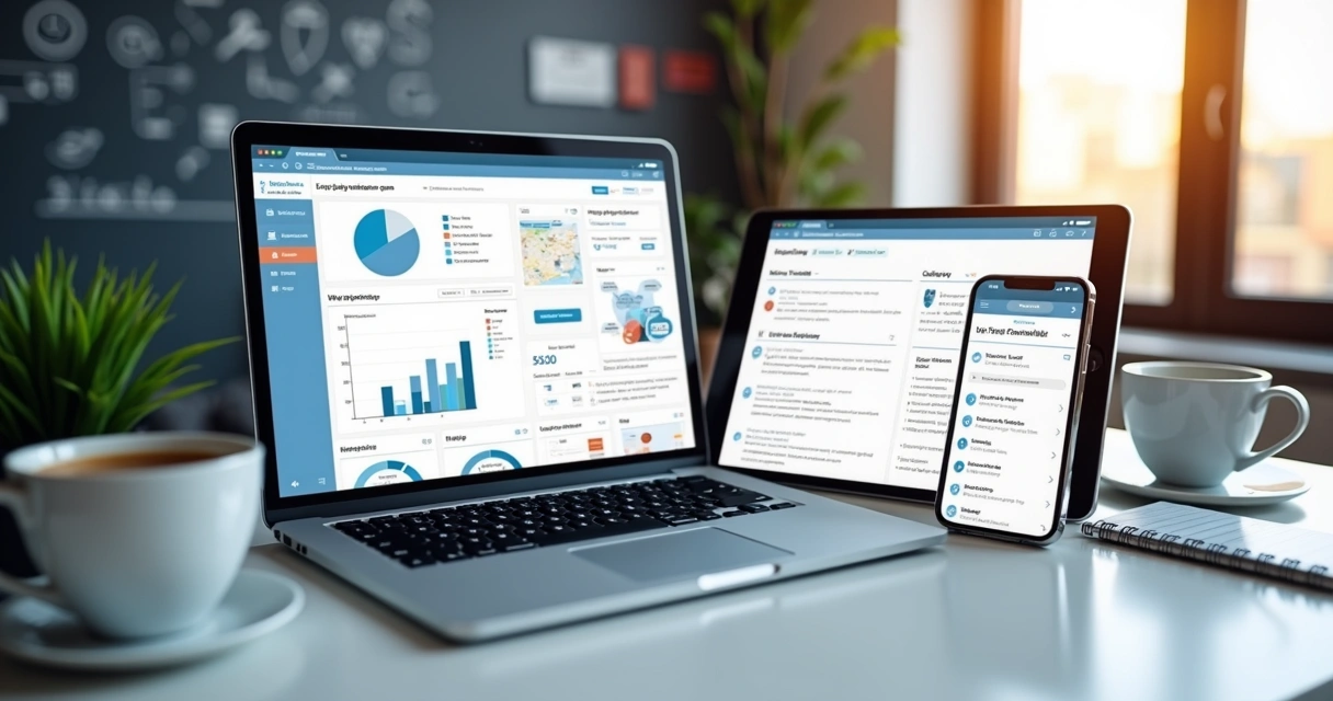 Computadores e dispositivos exibindo ferramentas digitais para testar e validar MVP 