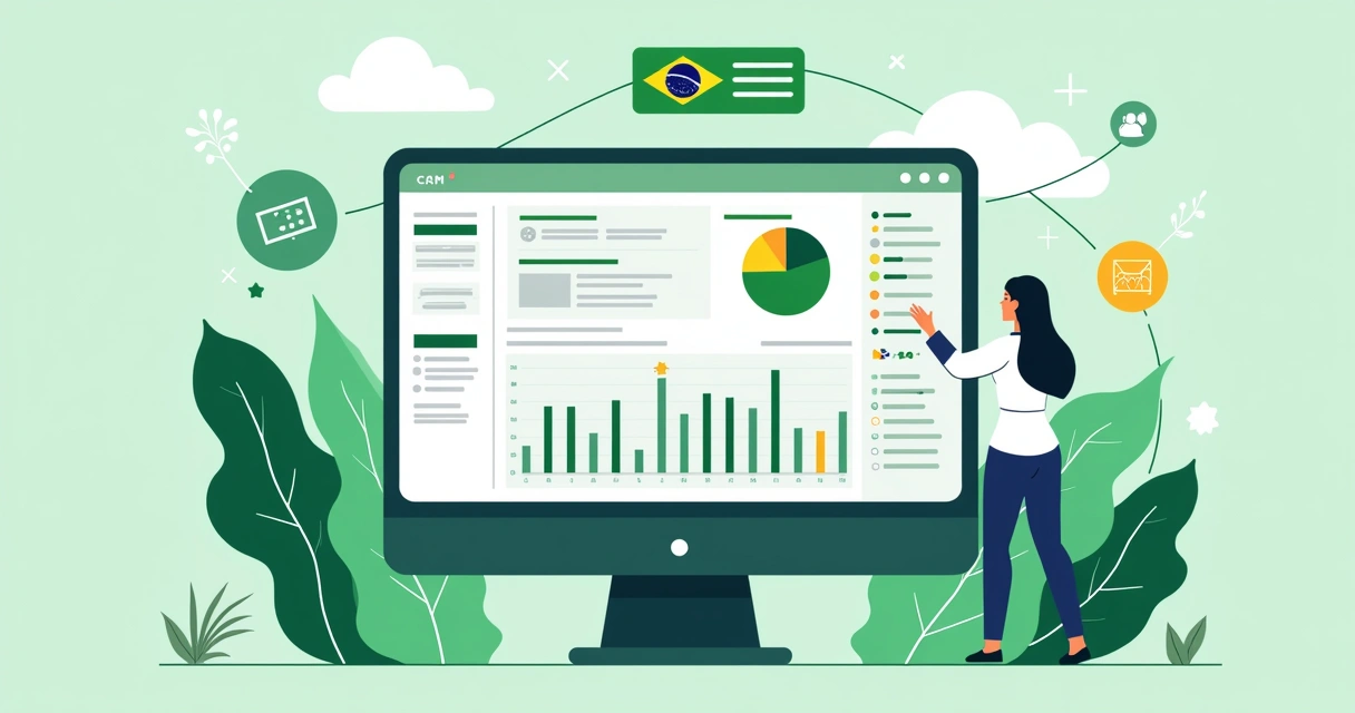 Painel de CRM com ferramentas de IA e linguagem em português