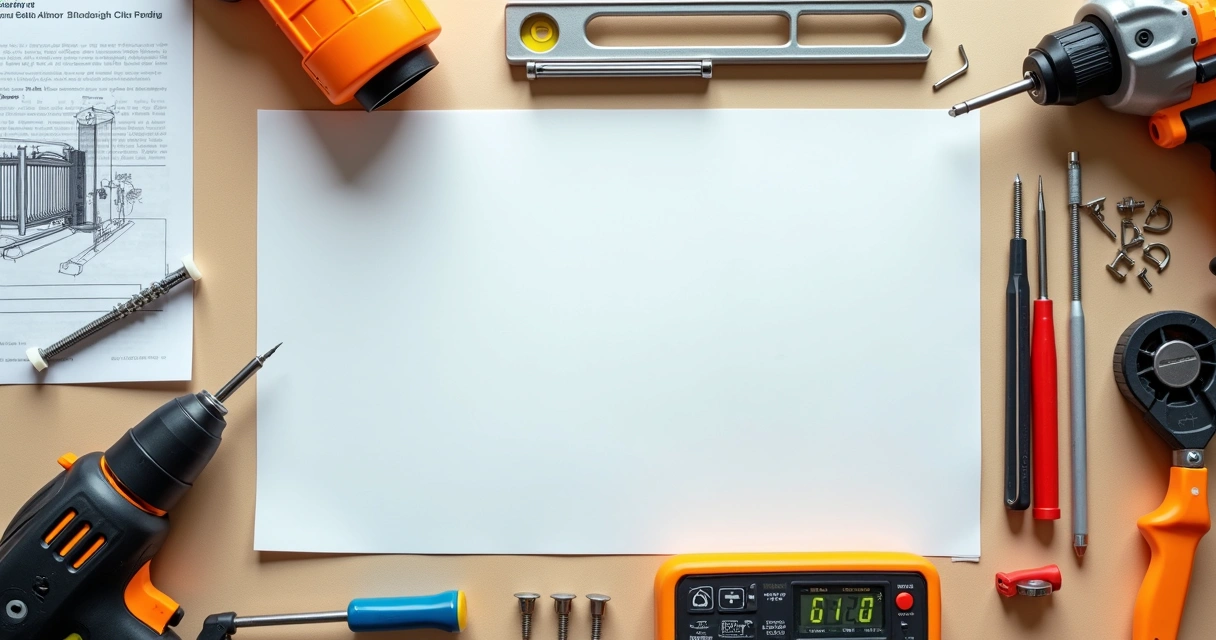 Ferramentas organizadas para instalação de motor de portão