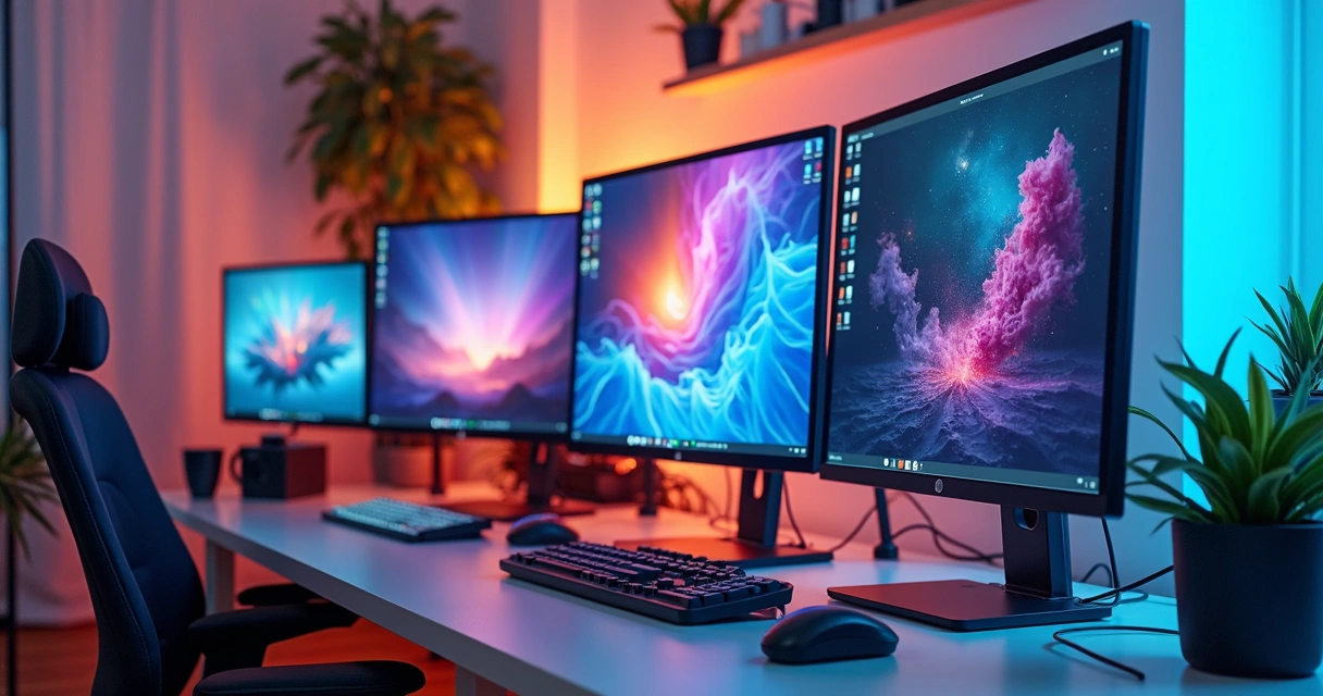 Diferentes telas de ferramentas de IA gerando imagens 