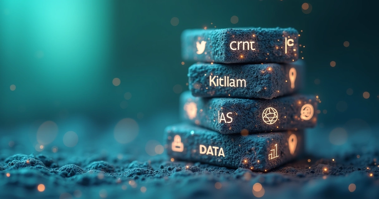Pilha de aplicações SaaS brasileiras conectadas por linhas digitais