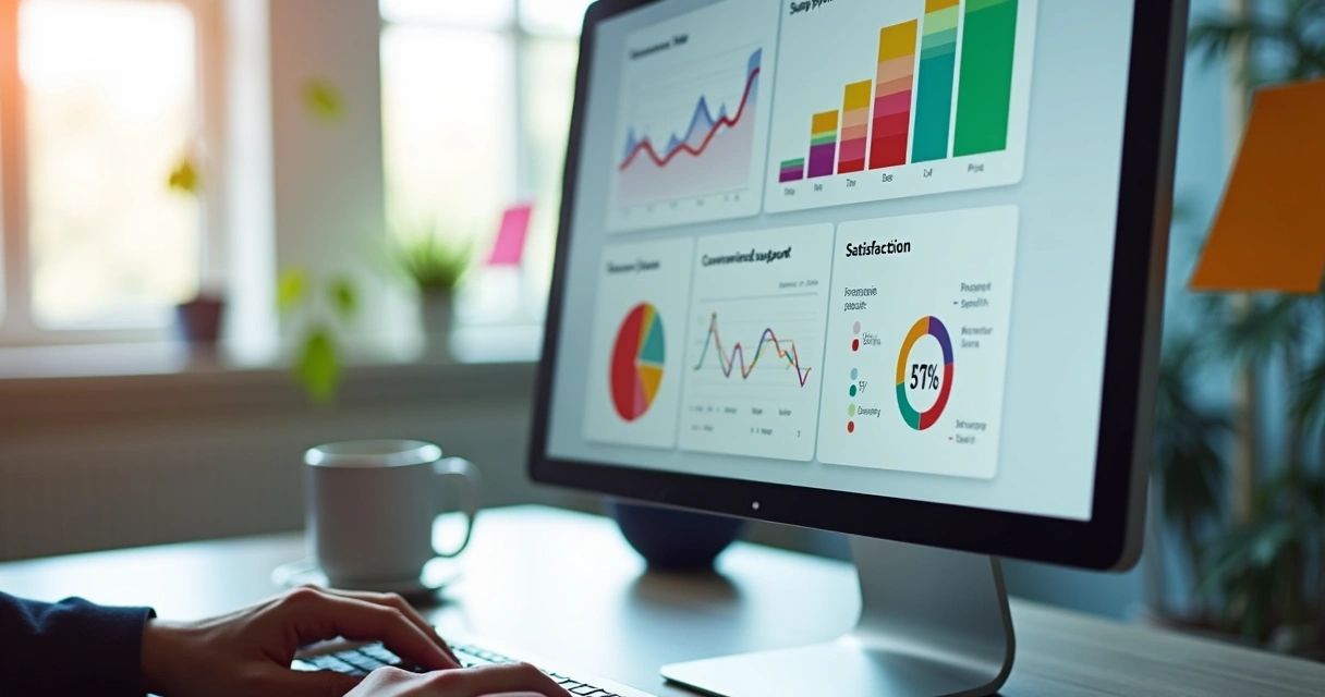 Tela mostrando dashboard com NPS, fluxo de atendimento e gráficos de satisfação