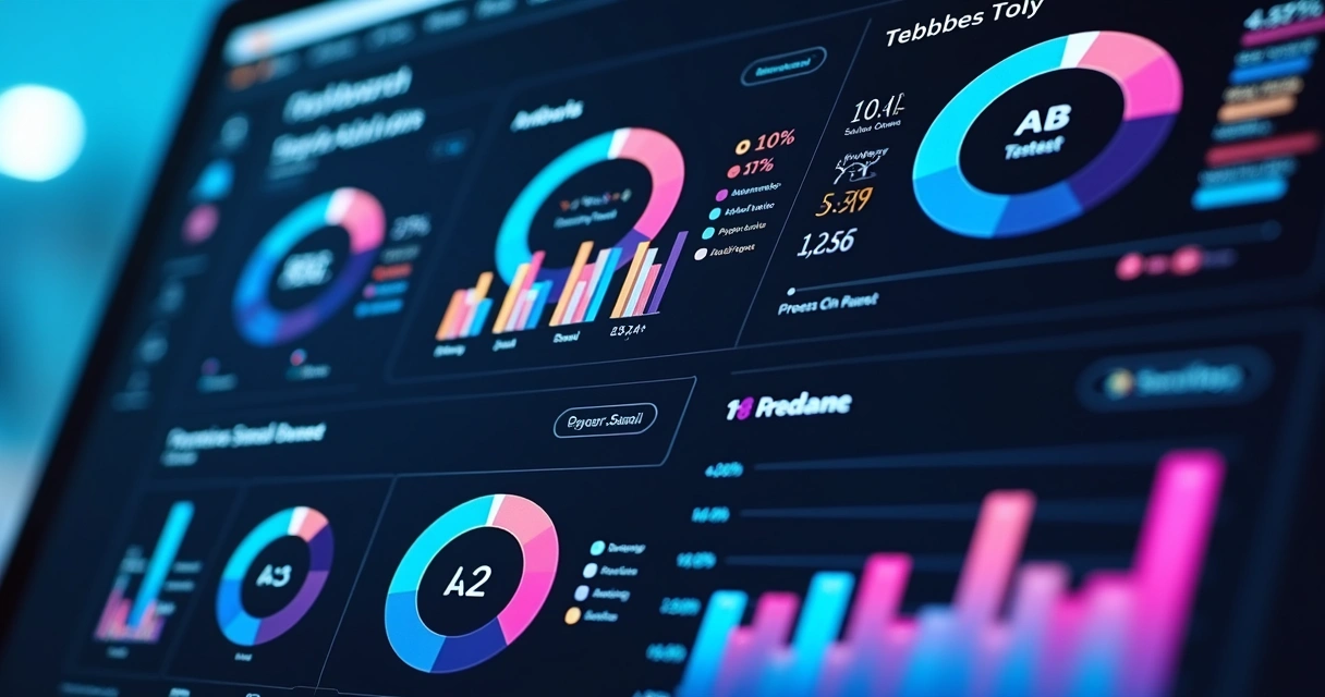 Painel digital mostrando ferramentas de teste A/B modernas para PMEs 