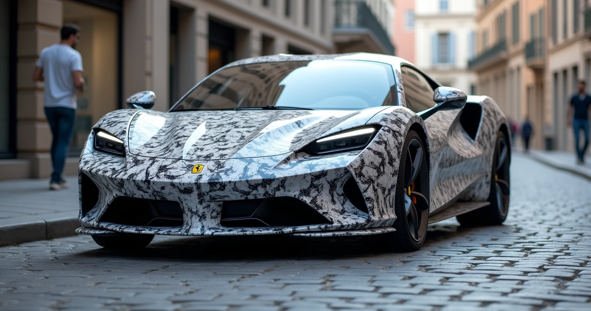 Protótipo da Ferrari elétrica com camuflagem pesada em teste na Europa 