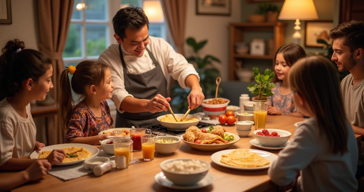 Buffet de crepes sendo servido para festa familiar em Orlando 