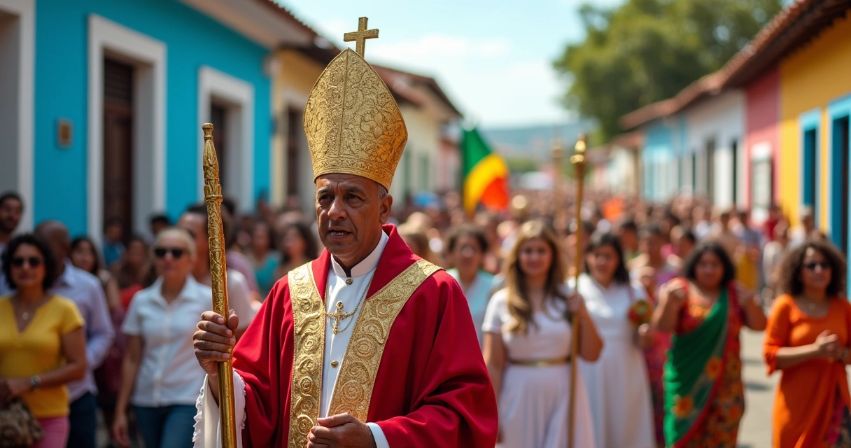 Procissão católica com fiéis brasileiros 